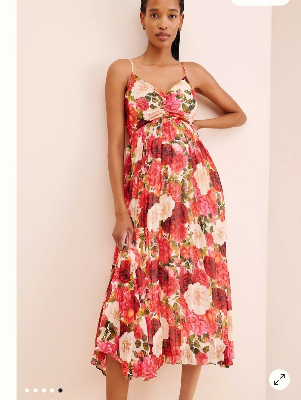 Anthropolgie Moon River Pleated Sleeveless Midi Dress